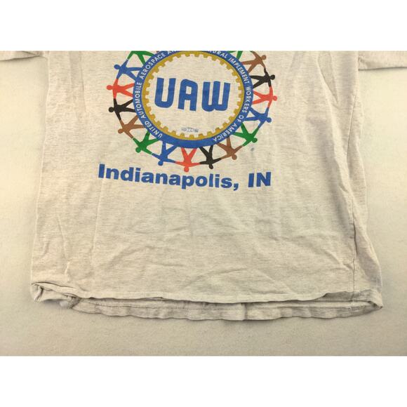 Mens Indianapolis UAW Auto Union Local 98 T Shirt Size M White 2 Sided - Picture 7 of 12